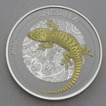 Nur Heute Silbermünze 1oz "Gecko" 2020 (vergoldet) Eastern Caribbean 8 (Anguilla)