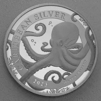 Silbermünze 1oz "Octopus 2023" Caribbean Silver (Barbados) Meistverkauft