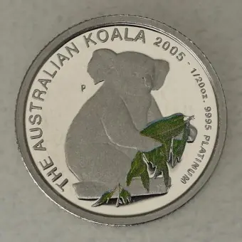 Platinmünze 1/20oz "Koala" 2005 (PP) koloriert (Australien) Direkt Vom Hersteller