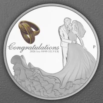 Silbermünze 1oz "Wedding" 2026 (PP/koloriert) (Australien) Geld-Zurück-Garantie