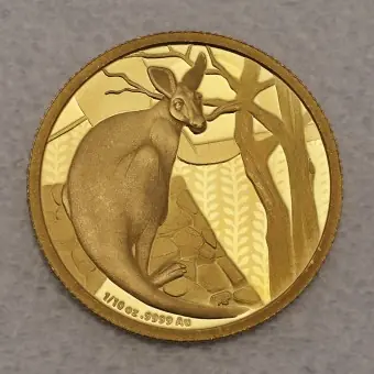 Neu Im Sortiment Goldmünze 1/10oz "Känguru" 2022 (PP) Impressions of Australia (Australien)