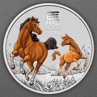 Neue Kollektion Silbermünze 1kg "Pferd" 2026 (koloriert) Lunar III – Year of the Horse (Australien)