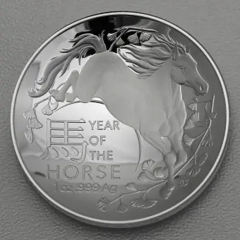 Silbermünze 1oz "Pferd" 2026 (gewölbt) Lunar II (RAM) – Year of the Horse (Australien) Schneller Versand