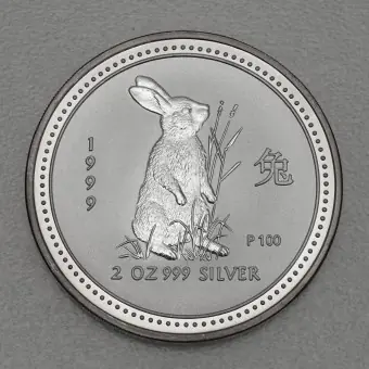 Silbermünze 2oz "Hase" 1999 Lunar I – Year of the Rabbit (Australien) Neue Kollektion