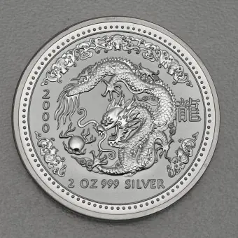 Silbermünze 2oz "Drache" 2000 Lunar I – Year of the Dragon (Australien) Sichere Zahlung