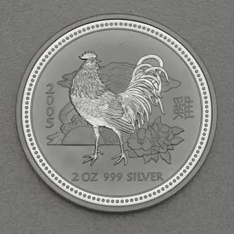 Ausverkauf Silbermünze 2oz "Hahn" 2005 Lunar I – Year of the Rooster (Australien)