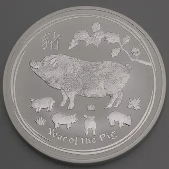 Silbermünze 2oz "Schwein" 2019 Lunar II – Year of the Pig (Australien) Limited Edition