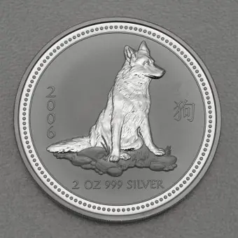 Mengenrabatt Silbermünze 2oz "Hund" 2006 Lunar I – Year of the Dog (Australien)