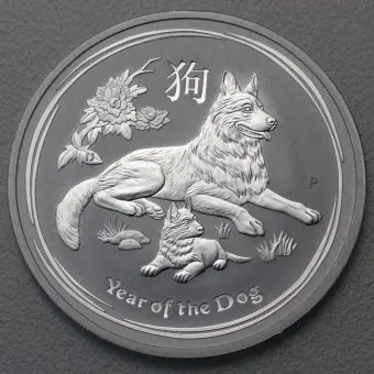Silbermünze 5oz "Hund" 2018 Lunar II – Year of the Dog (Australien) Günstig