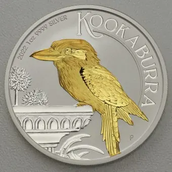 Silbermünze 1oz "Kookaburra" 2022 (vergoldet) (Australien) Abverkauf