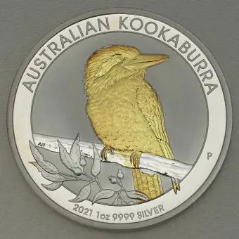 Markenware Silbermünze 1oz "Kookaburra" 2021 (vergoldet) (Australien)