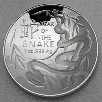 Kostenfreie Lieferung Silbermünze 1oz "Schlange" 2025 (gewölbt) Lunar II (RAM) – Year of the Snake (Australien)
