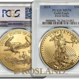 1 Unze Goldmünze American Eagle 2018 PCGS MS-70 First Strike Angebot