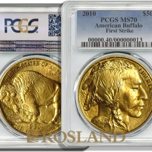 1 Unze Goldmünze American Buffalo 2010 PCGS MS-70 First Strike Gratis Versand