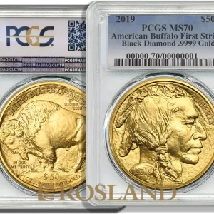 1 Unze Goldmünze American Buffalo 2019 Black Diamond PCGS MS-70 (FS) Limited Edition