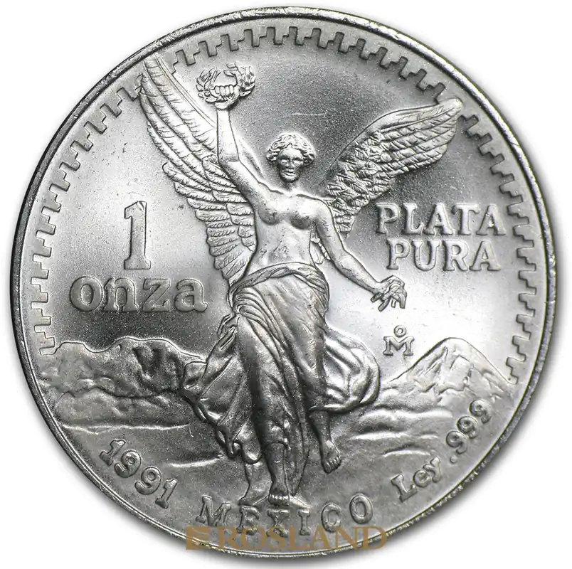 Abverkauf 1 Unze Silbermünze Mexican Libertad 1991