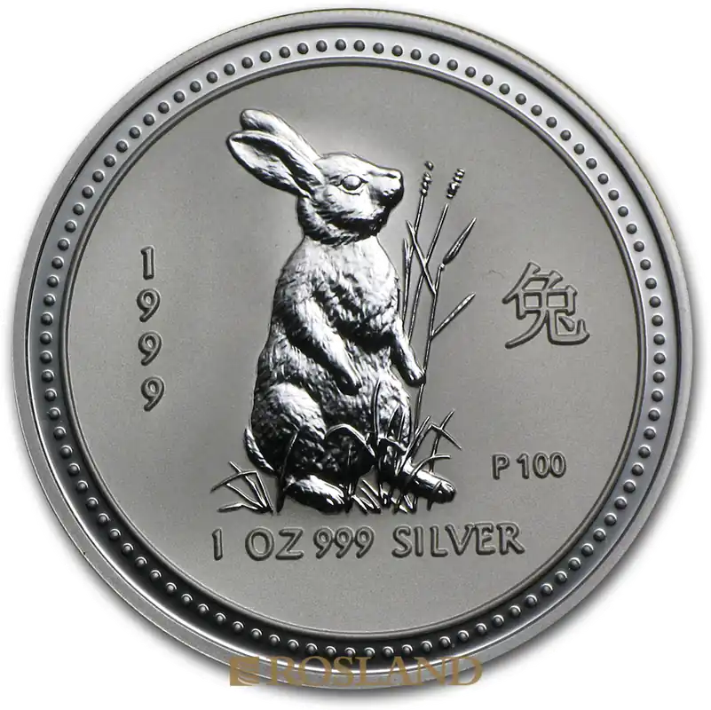1 Unze Silbermünze Lunar 1 Hase 1999 Ausverkauf