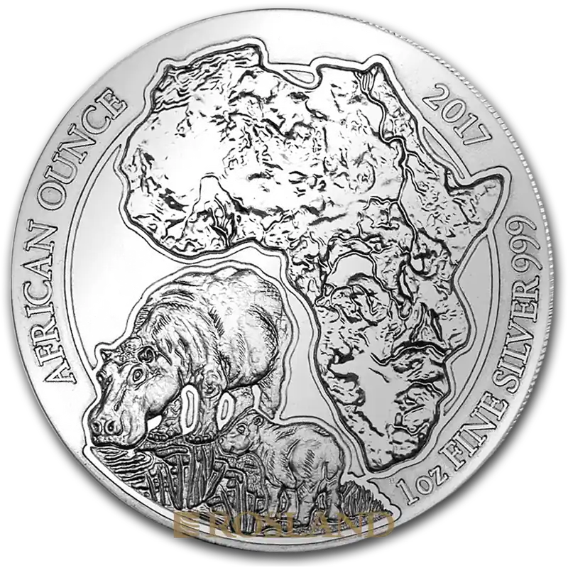 1 Unze Silbermünze Ruanda Wildlife Flusspferd 2017 Sale