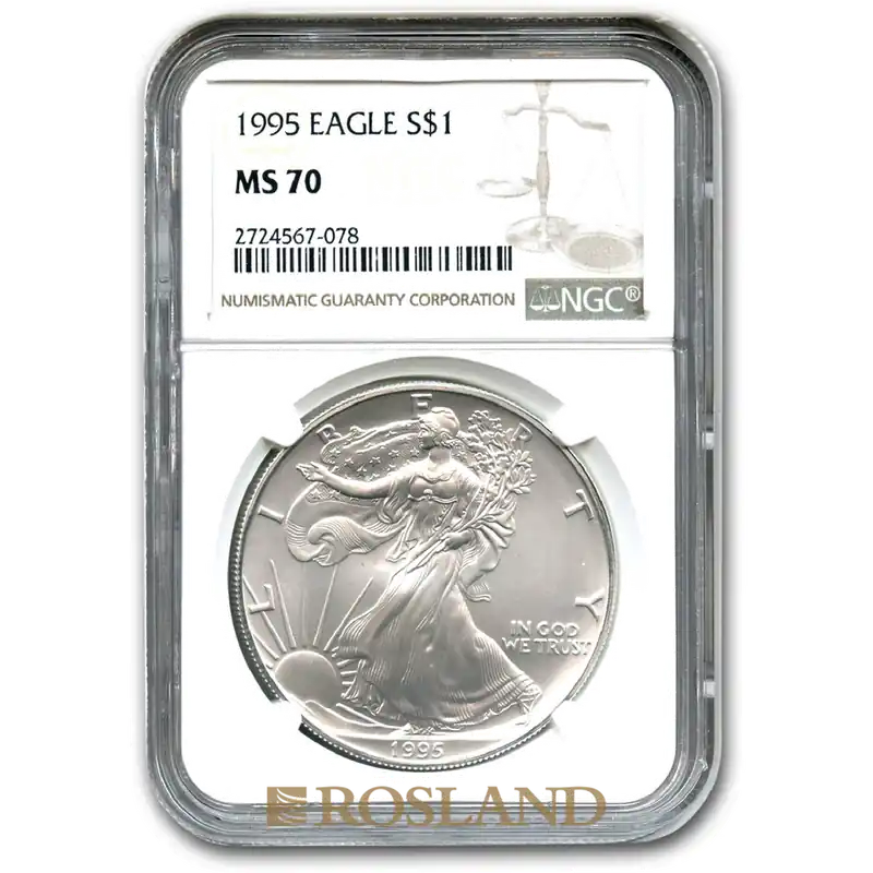 1 Unze Silbermünze American Eagle 1995 NGC MS-70 Top-Preis