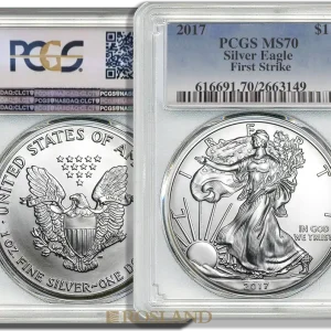 1 Unze Silbermünze American Eagle 2017 PCGS MS-70 First Strike Saisonangebot