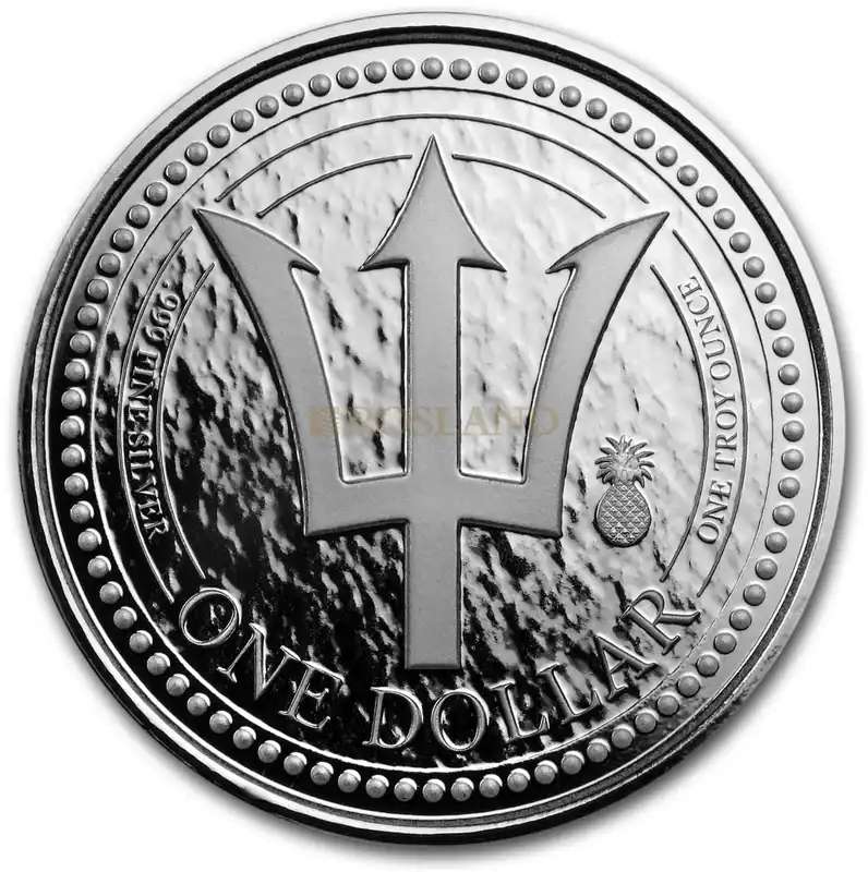 Jetzt Kaufen 1 Unze Silbermünze Barbados Dreizack 2018 (Ananas Privy)