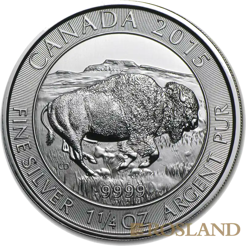 1.25 Unzen Silbermünze Canada Bison 2015 Preiswert