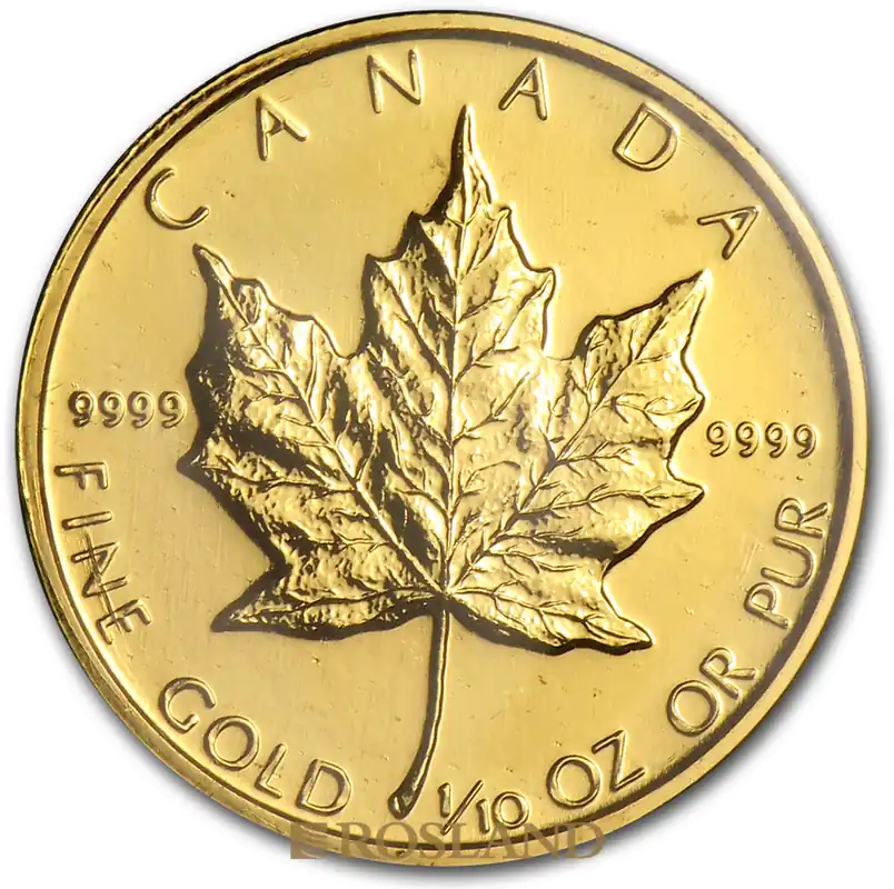 Mengenrabatt 1/10 Unze Goldmünze Kanada Maple Leaf 1982