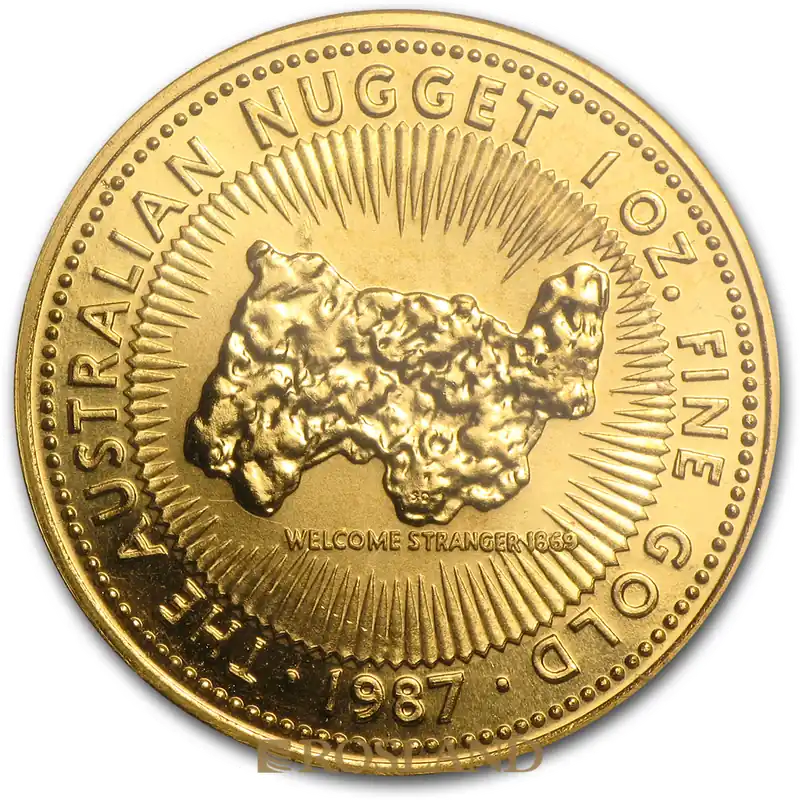 Sonderaktion 1 Unze Goldnugget Australien 1987 "Welcome Stranger"