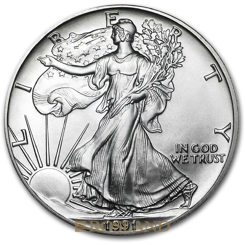 1 Unze Silbermünze American Eagle 1991 Hochwertig