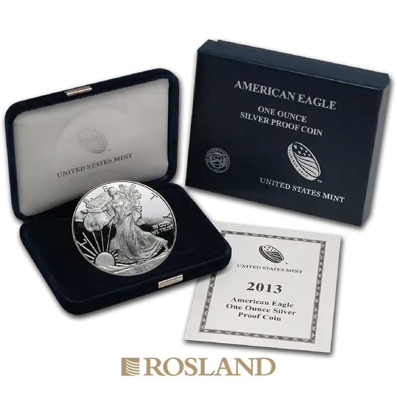1 Unze Silbermünze American Eagle 2013 (W) PP (Box, Zertifikat) Expressversand