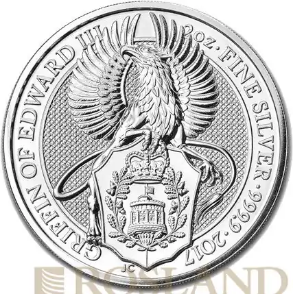Versand Am Gleichen Tag 2 Unzen Silbermünze Queens Beasts Griffin 2017