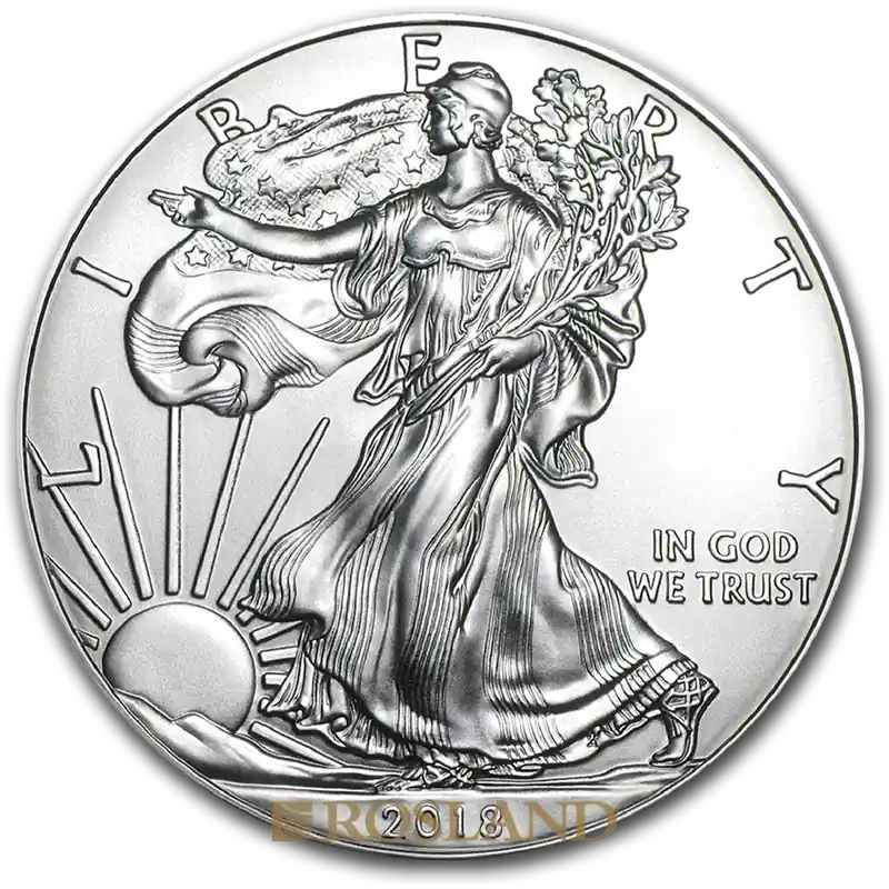 Weltweiter Versand 1 Unze Silbermünze American Eagle 2018