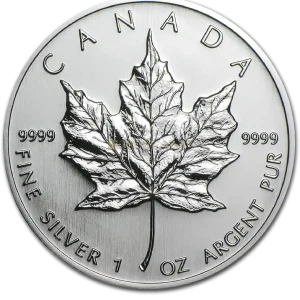 Günstig 1 Unze Silbermünze Kanada Maple Leaf 2005