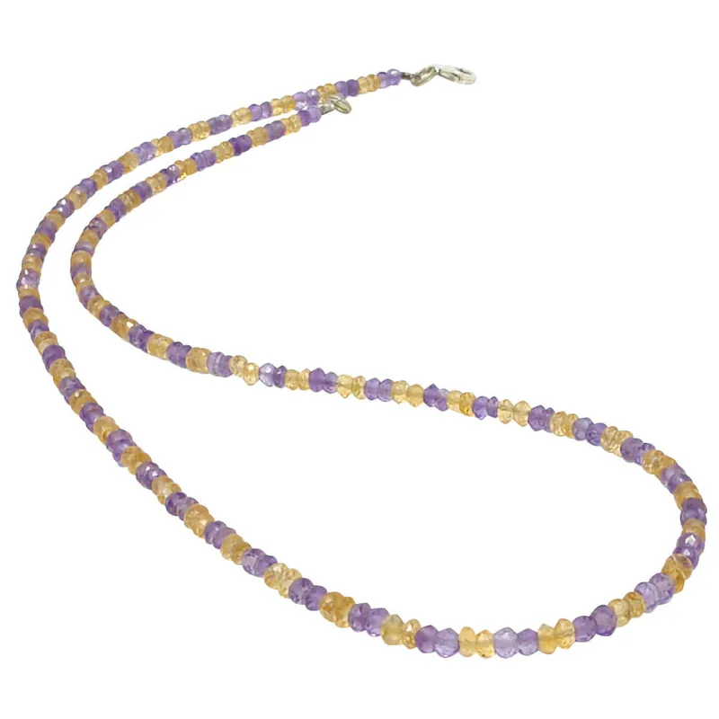 Edelsteinkette Collier aus Amethyst & Citrin & Silber, gelb violett Markenprodukt
