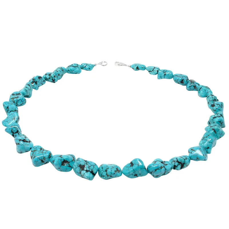 Halskette Kette Collier Türkis-Howlith 925 Silber Halsschmuck Natursteine 50cm Neu Im Sortiment