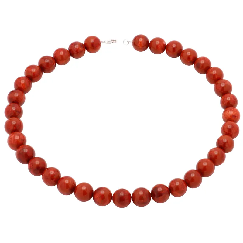 Korallenkette Kette Collier, Koralle Schaumkoralle, & 925 Silber, rot-braun Gleich Bestellen