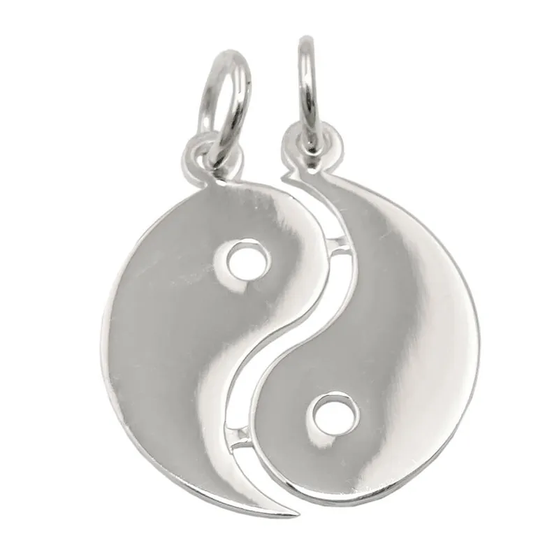 Yin-Yang Partner Anhänger Doppel 18mm aus 925 Silber glänzend Neue Ware