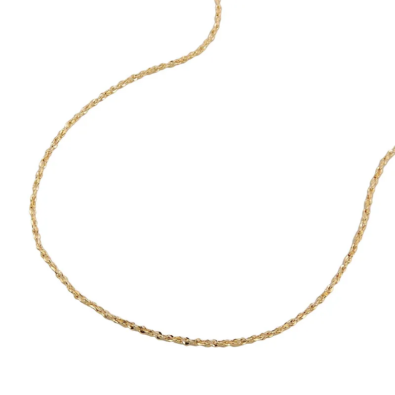 Zertifiziert 0,6mm feine Kette Phantasiekette Halsschmuck, 585 Gold Gelbgold, 45cm, Damen