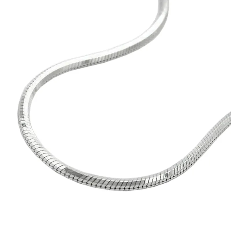 1,3mm Kette Collier Halskette, Schlange 5kant, 925 Silber, Damen, 50cm Neu Im Sortiment