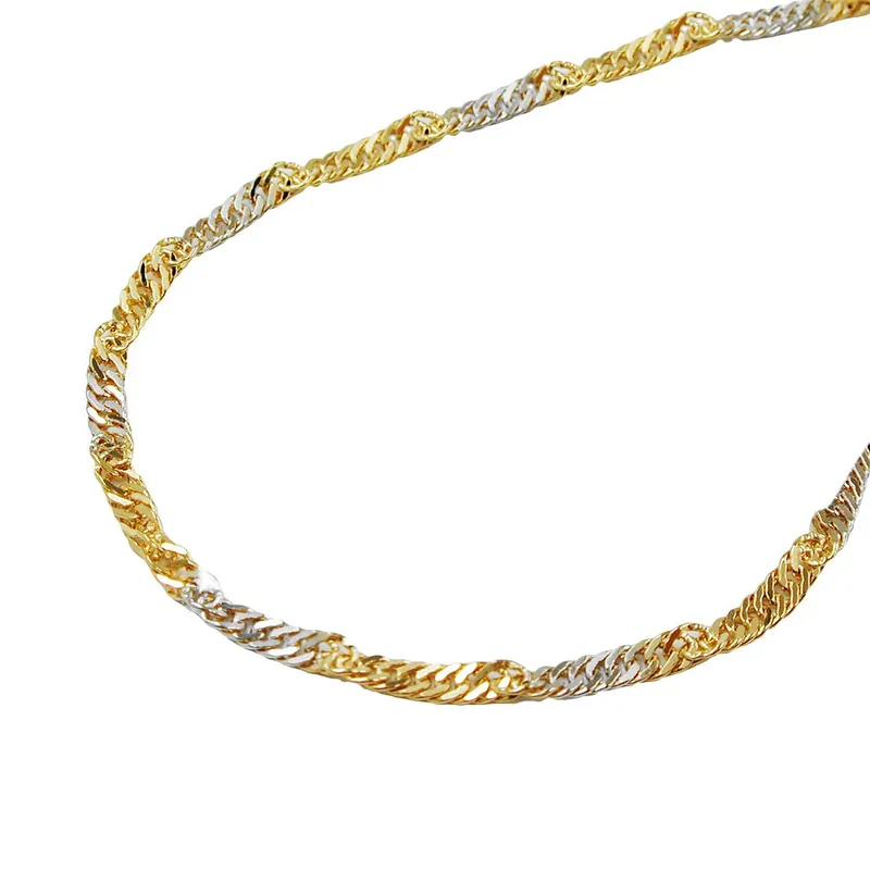 1,8mm Kette Singapurkette Collier, 375 Gold bicolor gelb weiß, 50cm, Damen Angebot