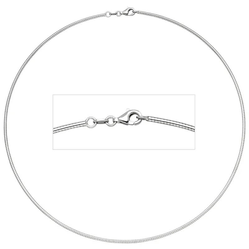 1.7mm Halsreif Reif Kette rund, 585 Weißgold Gold, 42cm Sonderangebot