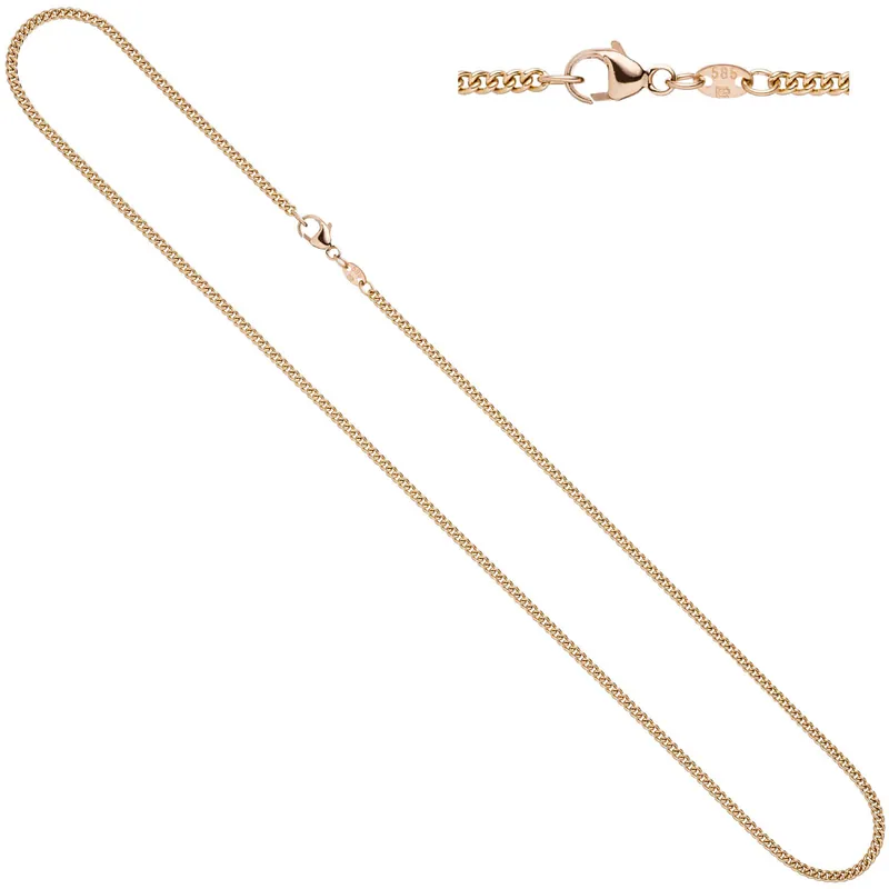 Zertifiziert 2,0mm Panzerkette Kette Collier, 585 Gold Rotgold, 42cm