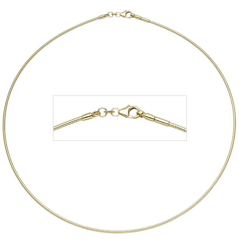 1,5mm Halsreif Reif Kette Collier, 333 Gold Gelbgold, Omegakette, 45cm Schnäppchen