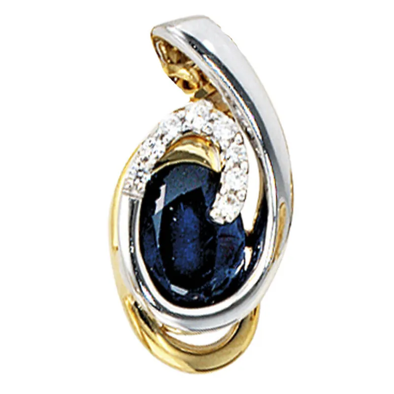 Anhänger 7,7x15,9mm mit Saphir 8 Diamanten 0.04Ct 585 Gold gelb/weiß Limited Edition