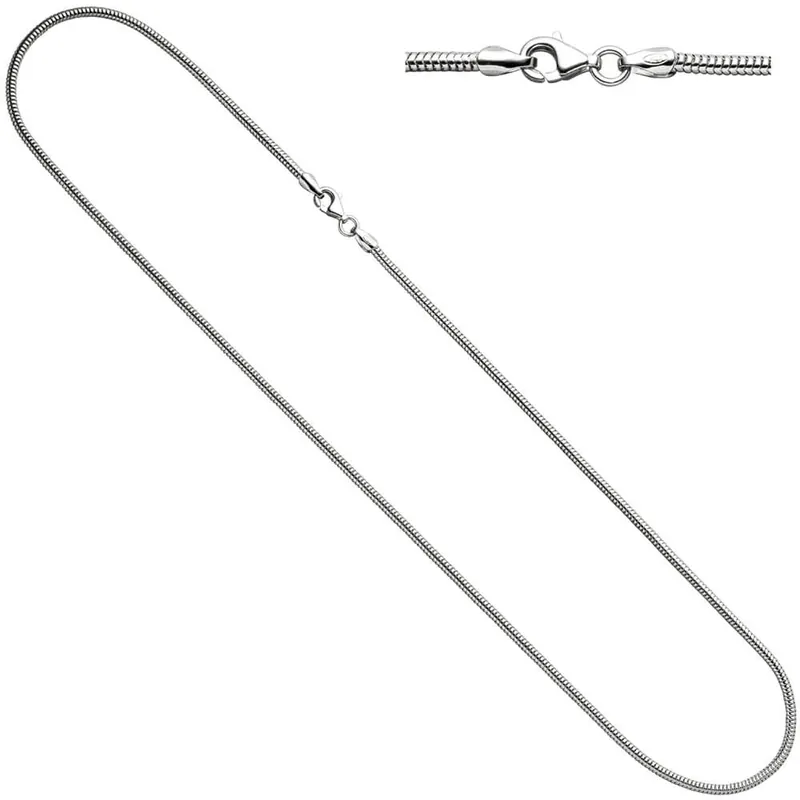 1,9mm Schlangenkette Kette Halskette Collier, 925 Silber, rund, 45cm Sichere Zahlung