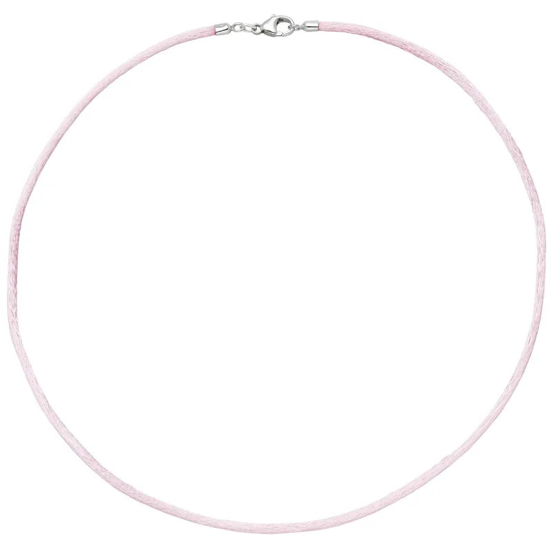 2,8mm Seidenband Seidencollier rose, Karabiner 925 Silber, Damen, 42cm Billig