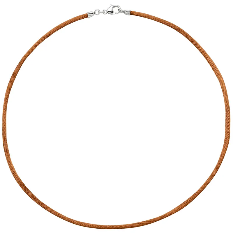 Top-Angebot 2,8mm Seidenband Seidencollier kupfer, Karabiner 925, Damen, 42cm