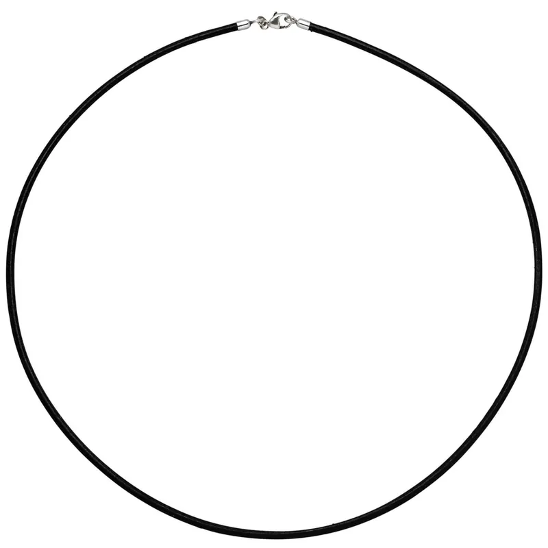 2mm Lederkette Lederband, schwarz, Karabiner 925 Silber, Unisex, 45cm Heute Kaufen