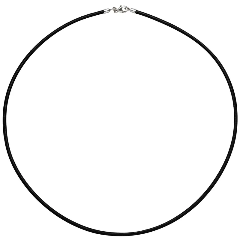 2mm Lederkette Lederband, schwarz, Karabiner 925 Silber, Unisex, 70cm Super-Preis