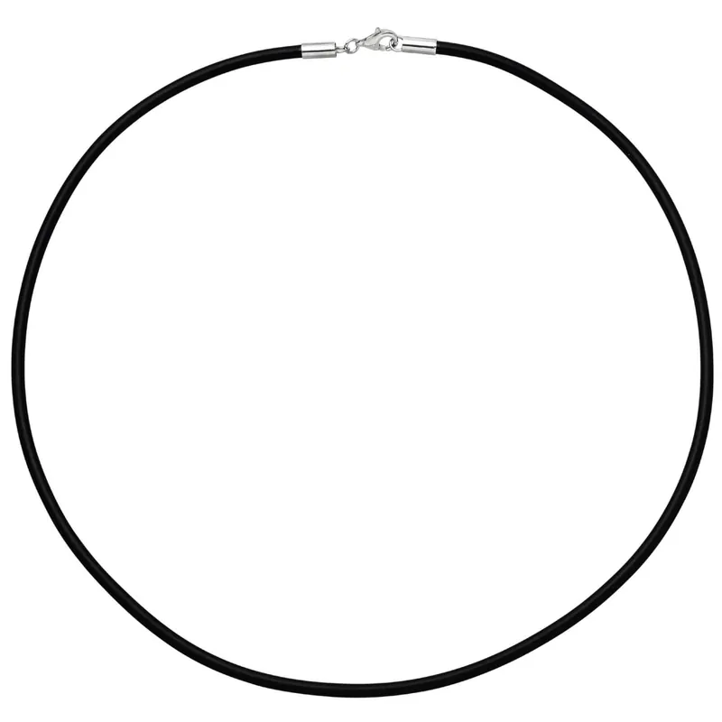 2,0mm Kautschukkette, schwarz, Karabiner aus 925 Silber, Unisex, 42cm Aktuell